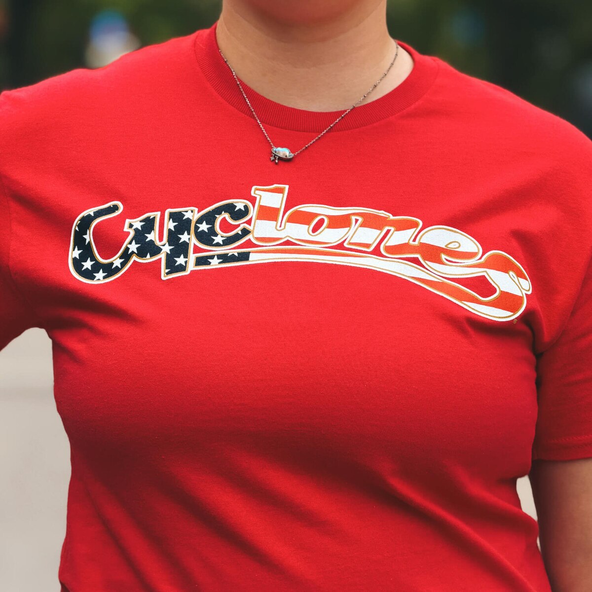 Champion® Patriotic Cyclones Script Cardinal T-Shirt